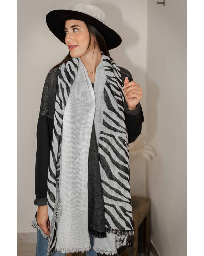 Gray / black zebra scarf